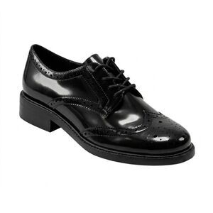 Marc Fisher LTD 1.25” Block Heel Perrie Wingtip Derby Chic Dress Shoes Black 9